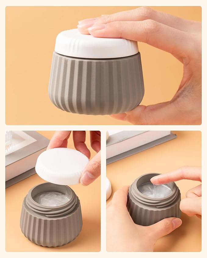 Mrsdry Travel Containers for Toiletries 4 Pack, TSA Approved Travel Size Toiletries, Travel Size Containers, With Clear Bag Leak Proof Silicone Jars, Travel Essentials Creams Jars Carrying Small Items