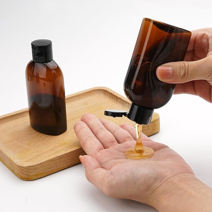 Cosywell Travel Bottles for Toiletries 6pcs 3.4oz TSA Approved Travel Shampoo Bottles Leak Proof Empty Lotion Containers with Flip Cap Small Plastic Squeeze Bottle(Brown)