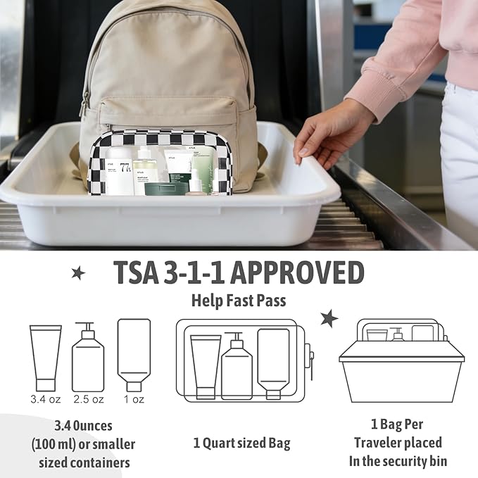 YOPCDJ 3PCS Clear Toiletry Bag,TSA Approved Travel Makeup Pouch with Zipper for Cosmetics and Toiletries，Diaper Bag Organizer Pouch Set,Women's Purse Organizer and Clear Car Bag
