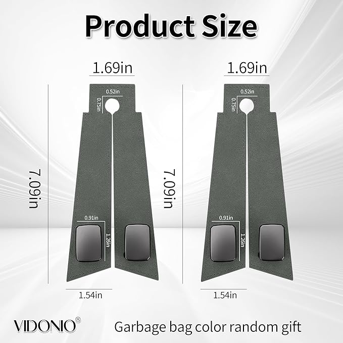 vidonio 2 Pack Double Car Seat Hooks for Headrest, Rotatable Purse Holder for Car,Premium Leather Car Hooks for Purses and Bags, Headrest Hooks and Storage Accessories (Gray)
