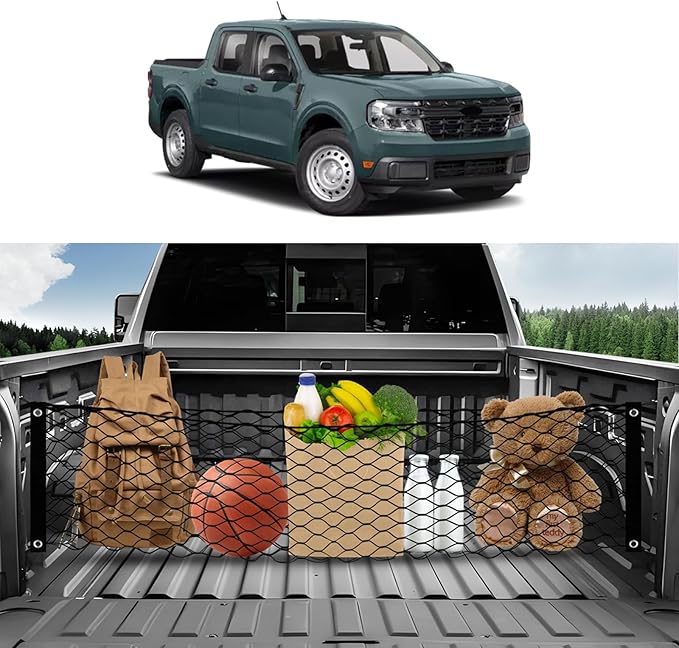 Karltys Truck Bed Cargo Net for Ford Maverick 2022-2024 2025 2026, Envelope Style Cargo Net for Pickup Truck Bed Ford Maverick 2025 Accessories, Elastic Nylon Mesh Storage Netting Organizer