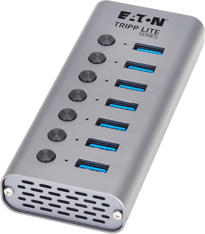 Eaton Tripp Lite Series USB C Hub 3.2 Gen 1 with 7 USB-A Ports and Individual On/Off Switch, 5 Gbps Data Transfer, Plug-and-Play, USBC Laptop Docking Station, 3-Year Warranty (U360-007-SW)