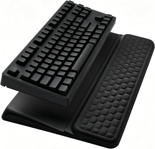Computer Keyboard Stand Pad with Wrist Rest, Ergonomic Comfy Tilted Keyboard Stand Riser Holder Pad for Office Home (Black)