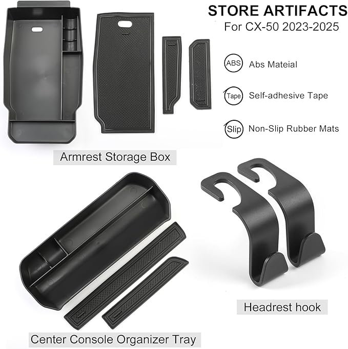4PCS for Mazda CX50 and CX-50 hybrid Center Console Organizer Tray, Armrest Storage Box for Mazda CX50 CX 50 2025 2024 2023 Prime Insert Secondary Box, Must Have Interior Trim Accessories