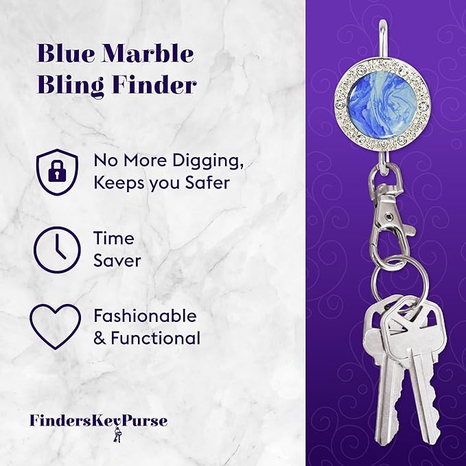 Women’s Bag Charm Key Finder, Car Keychain Hook, Cute Purse Organizer & Tote Bag Accessories, Gifts for Mom - Bling