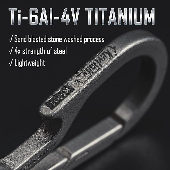 KeyUnity KM01 Titanium EDC Keychain Clip with Bottle Opener, Quick Release Carabiner Key Ring Holder for Men