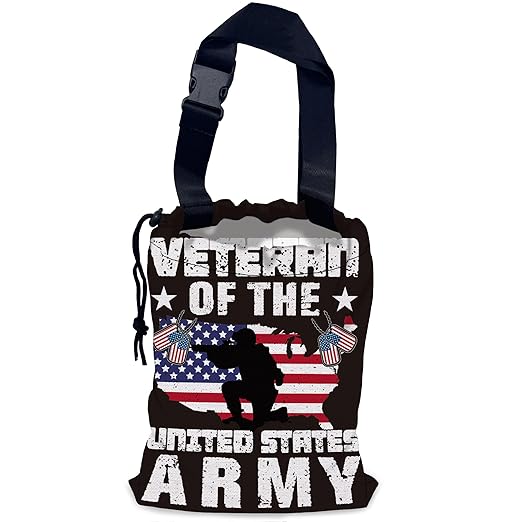 American Army Flag Car Trash Bag,Veteran United States Flag Hanging Drawstring Car Garbage Bag,Waterproof Canvas Car Back Seat Organizer with Adjustable Buckle,For Vehicles,SUVs,Camping,Road Trips