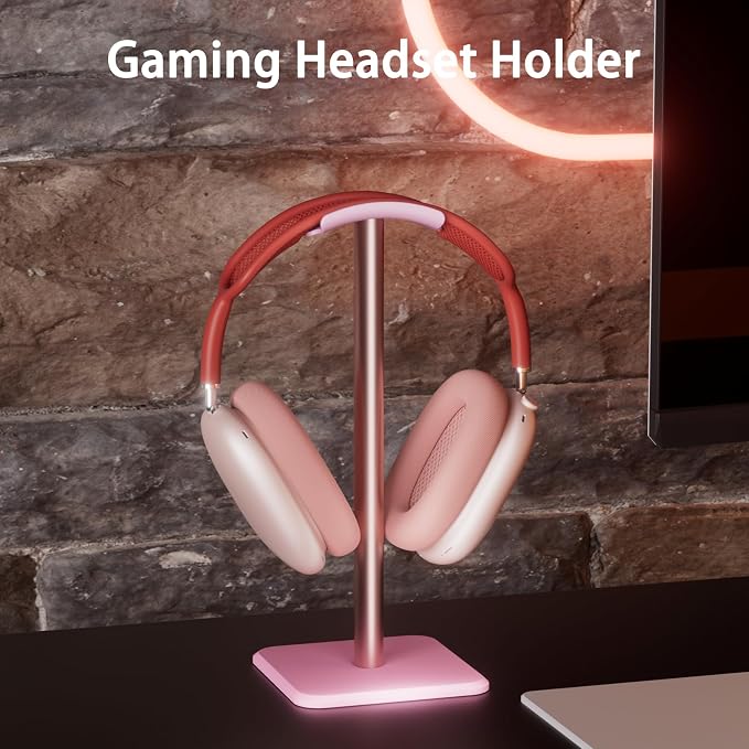 Headphone Stand - Headset Stand with Aluminum Hanger, Headphone Holder for AirPods Max, Sony, Bose, Beats and More (Pink)