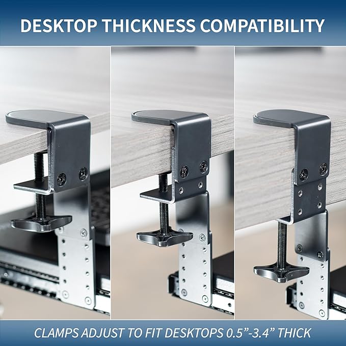 VIVO Large Height Adjustable Under Desk Keyboard Tray, C-clamp Mount System, 27(33 Including Clamps) x 11 inch Slide-Out Platform for Typing, Black, MOUNT-KB05HB