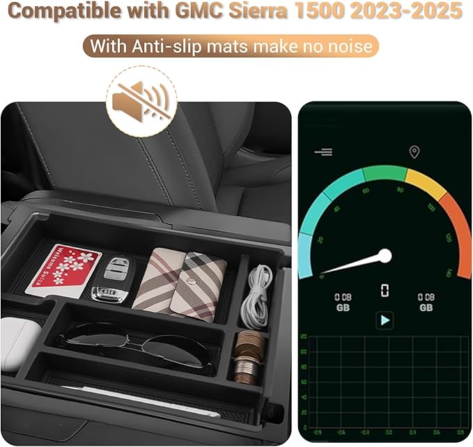 YEE PIN 2026 GMC Sierra Fold Down Center Console Organizer Tray for 2019-2025 2026 GMC Sierra 1500/2020-2025 2026 GMC Sierra 2500HD 3500HDAccessories, 40/20/40 Split Bench Seat ONLY (2 Pack)