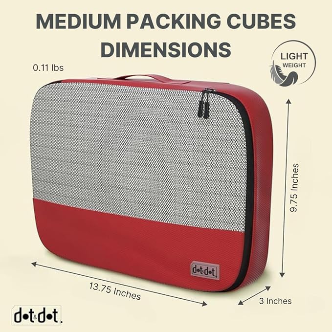 Medium Packing Cubes for Travel - 5pc Packing Cubes for Suitcases - Lightweight Luggage Organizer Bags (Non-Compression)