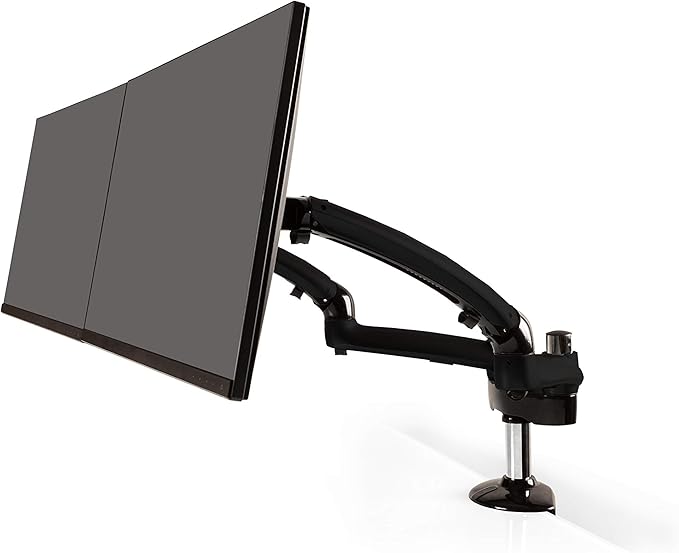 Ergotech Dual Freedom Arm, Includes Two Aluminum Articulating Arms,8.4-17.8 lbs. Weight Capacity per Arm, Suitable for Monitors up to 27'', VESA Compatible 75×75, 100×100,(FDM-PC-G02) -Dual,Metal Gray