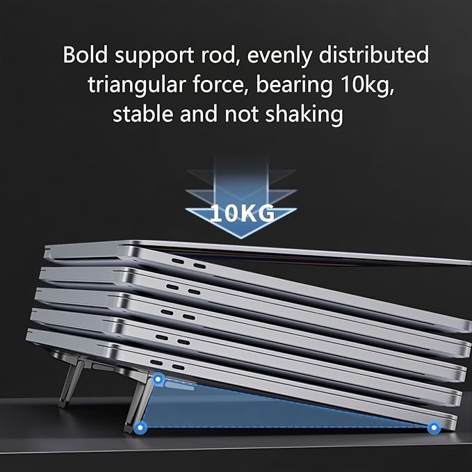 2 Pcs Zinc Alloy Foldable Laptop Stands, Portable Computer Keyboard Riser Feet with 2 Adjustable Angles, Self-Adhesive Invisible Mini Keyboard Stand for Notebook 10-17 Inches