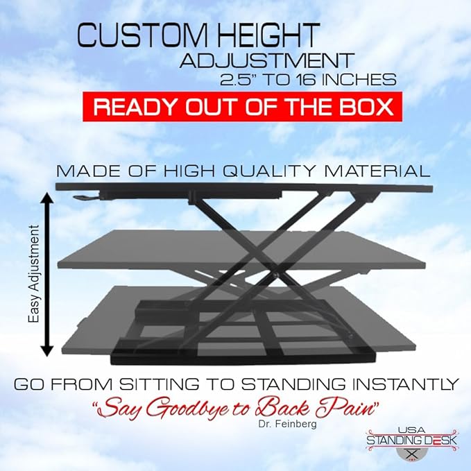 Standing Sit and Stand Up Desk - Easy Height Adjustable Table Jack Desk Converter with Huge 32" x 22" Instantly Convert Any Variable Portable Computer Monitors for Work Home by Elevating in Seconds