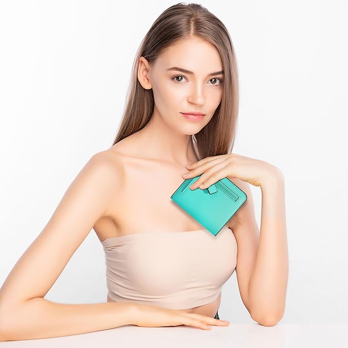 Toughergun Women’s Small Slim Leather Wallet with RFID Protection, Compact Bifold Mini Purse with Clear ID Window