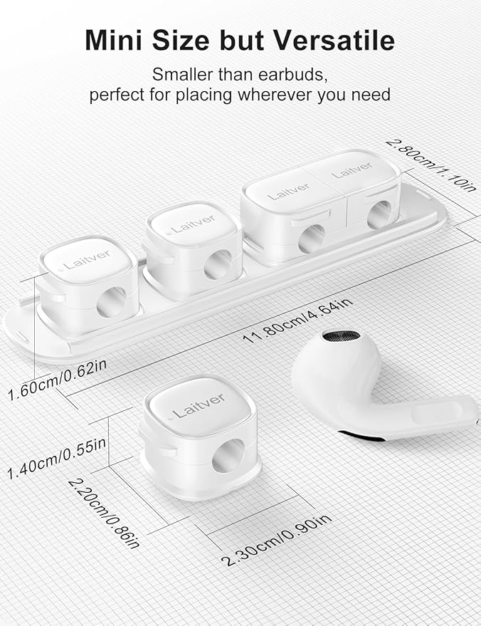 6 Pack Magnetic Cable Clips [1s Open/Lock], Laitver Cord Organizer Holder Strong Adhesive Desk Cable Management- Organize Charging Cords Neatly for Home, Office, Car,Desk, Nightstand