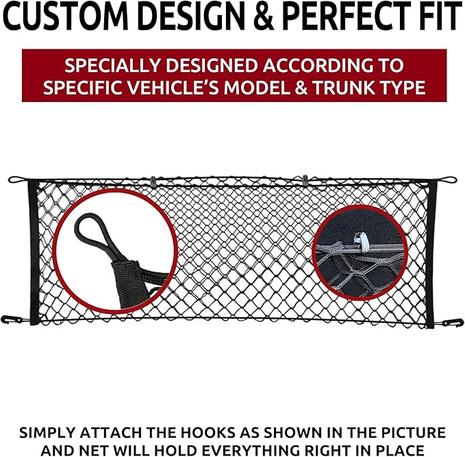 Envelope Style Automotive Elastic Trunk Cargo Net for Honda CR V 2017-2022- Premium Trunk Organizer and Storage - Luggage Net for Crossover - Not Suitable for Hybrid