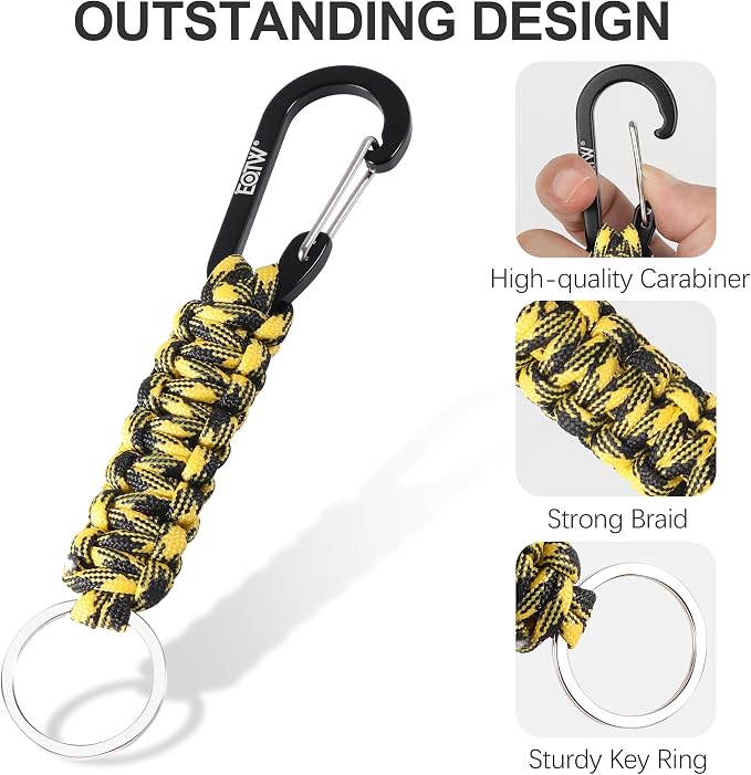 EOTW Carabiner Keychain,Paracord Keychain Small Aluminum Clip D Ring for Camping, Hiking, Fishing, Or As A Key Organizer