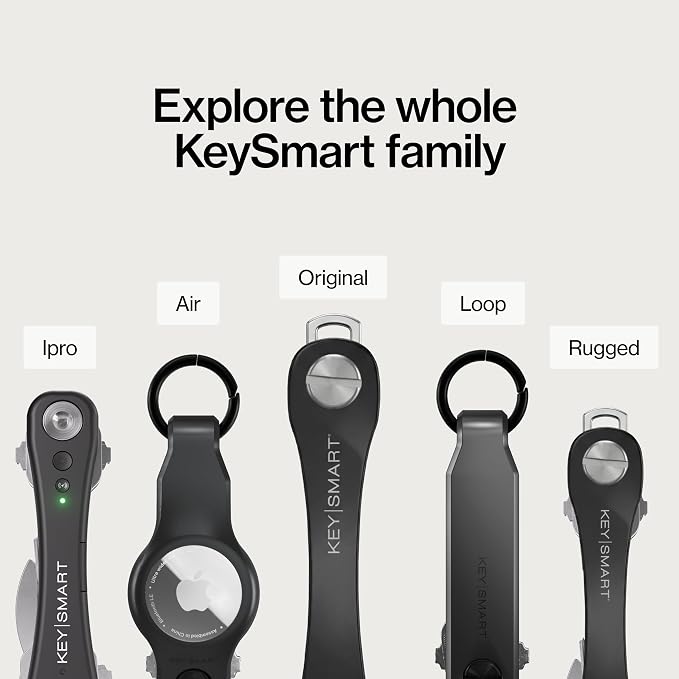 KeySmart Original Key Holder - Compact Key Organizer for Key Chain, Minimalist Clutter-Free EDC Keychains Key Ring, Black, 8 Keys, 2 Pack
