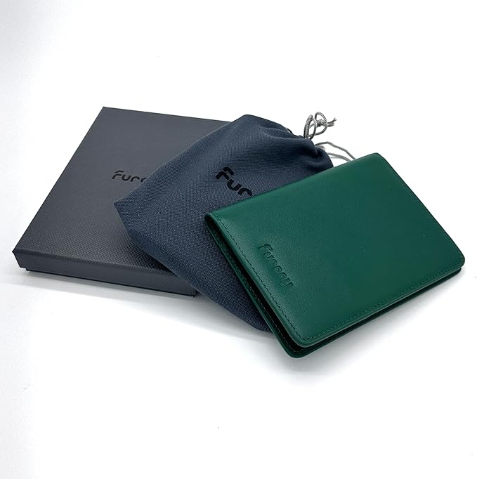 Slim Nappa Leather RFID blocking Passport Cover for Men and Women (Green/Brown)