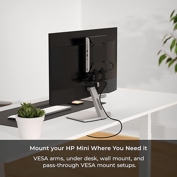 HumanCentric VESA Mount Bracket for HP Desktop Mini, ProDesk and EliteDesk - Under Desk, Wall and Arm Mounting Kit with Power Adapter Holder