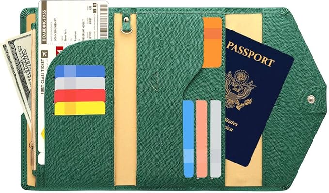 ZOPPEN Mulit-purpose Rfid Blocking Passport Holder Travel Wallet (Ver.4) Passport and Vaccine Card Holder ComboTri-fold Document Organizer Travel Essentials