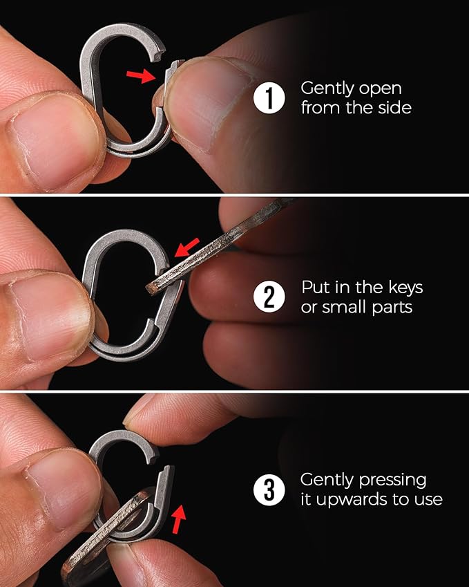 FEGVE Key Ring, Titanium Side Pushing Key Rings Keychain Rings Small Split Keyrings for Men