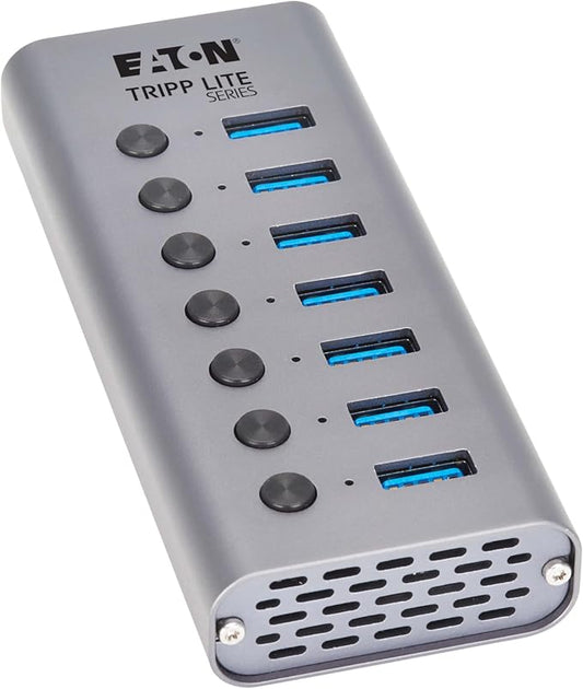 Eaton Tripp Lite Series USB C Hub 3.2 Gen 1 with 7 USB-A Ports and Individual On/Off Switch, 5 Gbps Data Transfer, Plug-and-Play, USBC Laptop Docking Station, 3-Year Warranty (U360-007-SW)
