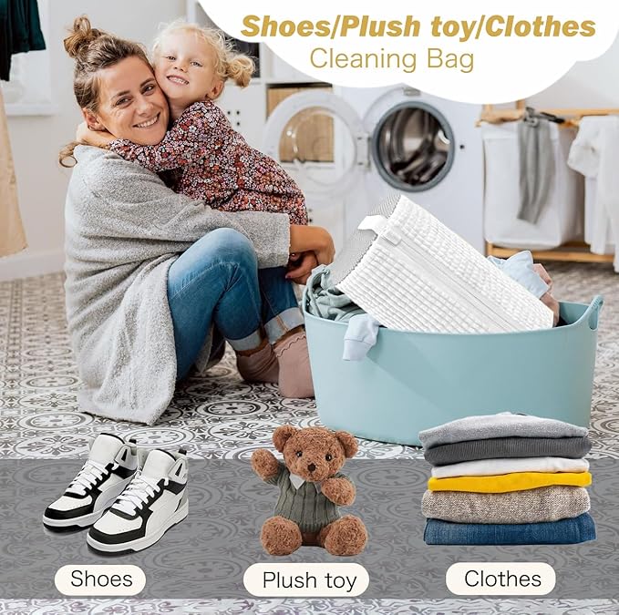 Shoe Washing Machine Bag,Laundry Shoe Bag for Washer and Dryer,Reusable Shoe Cleaning Bag for Sneakers,Tennis Shoes,With Self-locking Zipper, Microfiber Inside,Include Shoe Bag (Pro White - 2 Pack)