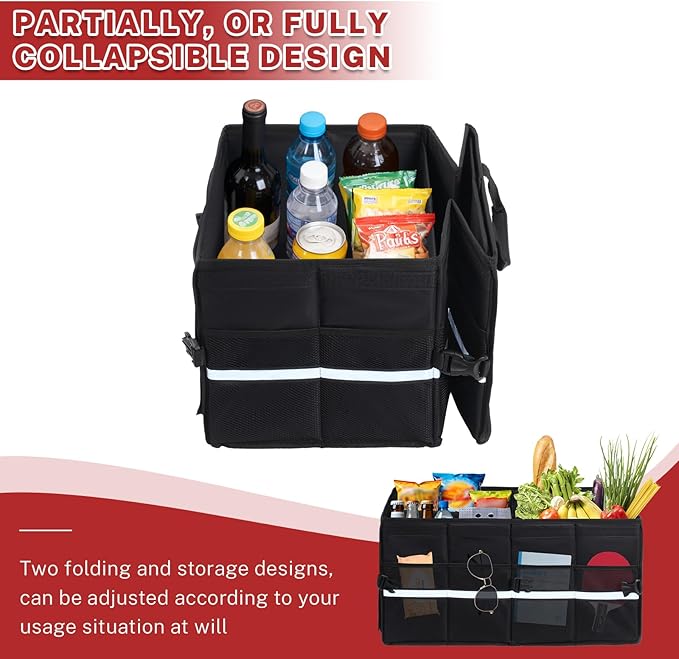 Car Trunk Organizer, A Foldable Car Trunk Storage Organizer Designed For All Car, 56L Capacity Waterproof Car Accessories For All People, With Detachable Covers, Made Of 600D Oxford Cloth