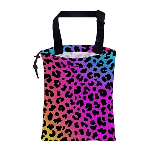 Car Garbage Bag Rainbow Cheetah Leopard Print Drawstring Car Trash Bag Hanging for Back Seat with Adjustable Buckle Canvas Vehicle Trash Can Easy-to-Install