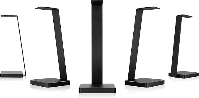 E-One Black Solid-Metal Aluminum Universal Gaming Headphone Stand/Hanger/Holder for Beats, Senheiser, Sony, Bose, Philips, Audio-Technica, Plantronics, Shure, Jabra, JVC, JBL, AKG, DJ, Gaming Headsets Display HO-HDP-ALE1BK-00