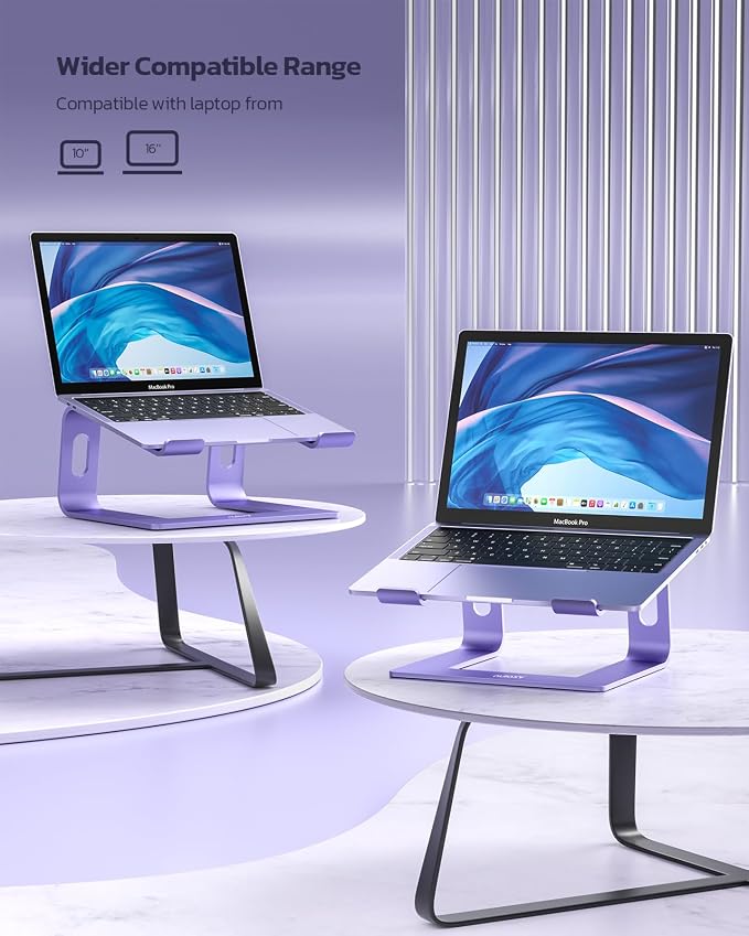 Nulaxy Ergonomic Aluminum Laptop Stand - Detachable Riser for 10-15.6' Laptops (Purple)