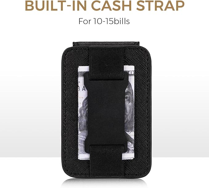 Zitahli Slim Wallet for Men with Pull-Up Tab & Cash Strap - Front Pocket Minimalist Easy Access Card Holder, RFID Blocking, Holds 8 Cards & 10-15 Bills