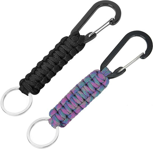 2 Pieces Paracord Keychain with Carabiner,Lanyard Clip for Keys Water Bottle Holder Backpack