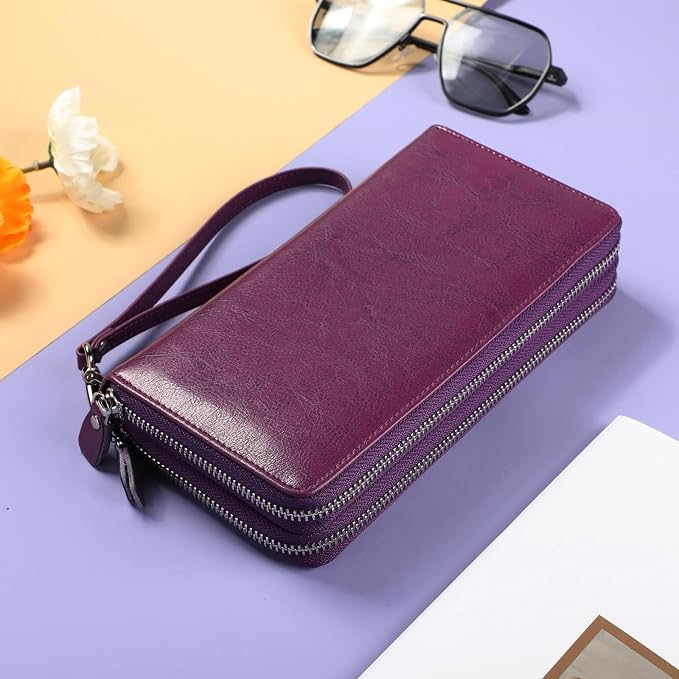 Lavemi Small Compact Women Wallet RFID Blocking Genuine Leather Bifold Purse with ID Windows