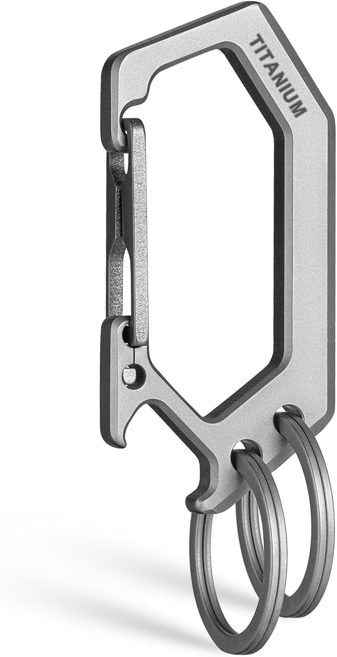 TISUR Titanium Carabiner Keychain Clip, Heavy Duty Key Ring Holder,Bottle Opener Car Key Chains for Men Women