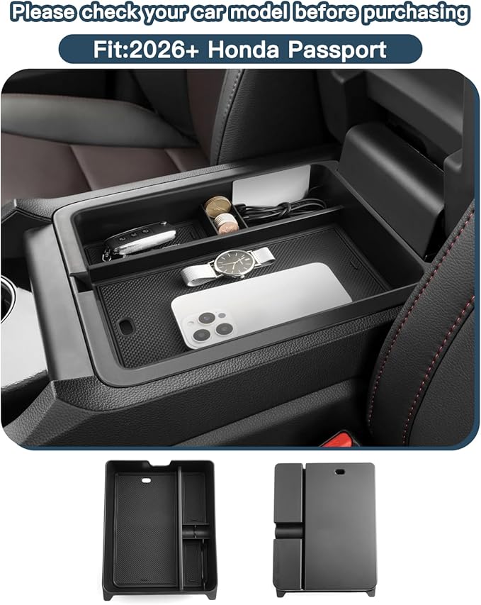 2026 Passport Center Console Organizer,for Honda 2026 Passport Accessories ABS Material Armrest Console Glove Tray Compatible with 2026 Honda Passport RTL/TrailSport/TrailSport Elite & 2026 Pilot