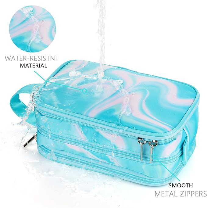 Teal Toiletry Bag for Girls, Travel Toiletry Bag for Teen Girls Cosmetic Bag Makeup Bag Waterproof Hanging Wash Bag Kids Toiletries, Green