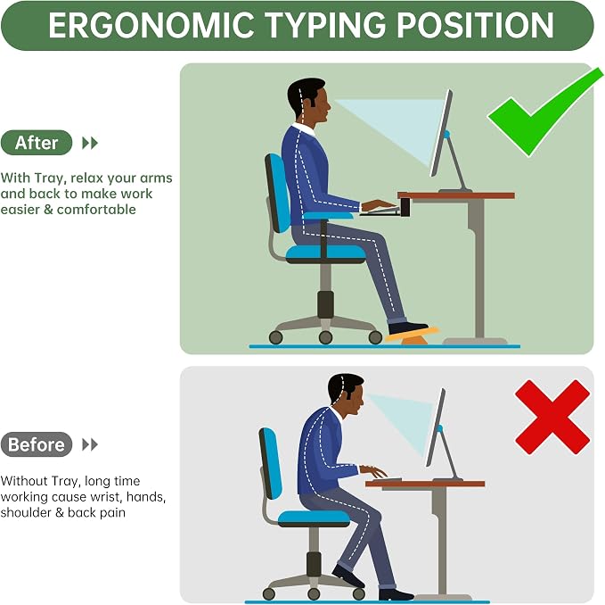 UPGRAVITY Extra Large Keyboard Tray Under Desk - Slide Out with Sturdy C-Clip Mount System, 31.5" (35.8" Including Clamps) x 11.8" Put-Out Keyboard Tray Computer Drawer for Ergonomic Typing, White