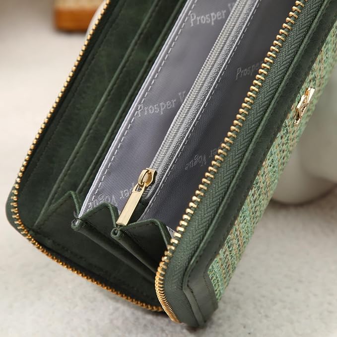 Clutch Wallet For Women, PU Leather RFID Blocking Wallet Women Large Capacity Credit Card Holder, Womens Billfolds and Wallets Gifts for Women Birthday, Ladies Wallet with Phone Holder, Zip Around
