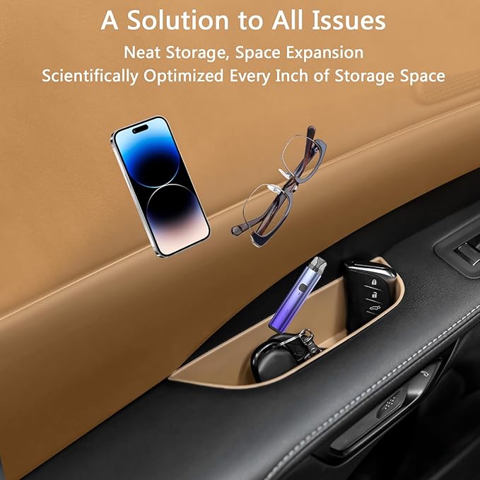 4PCS Car Door Organizer Tray for RX 2023 2024 2025 Front & Rear Door Pocket Inner Organizer Trays TPE for RX Hybrid RX 350h 500h F Sport Premium+ Luxury F Sport Accessories Brown