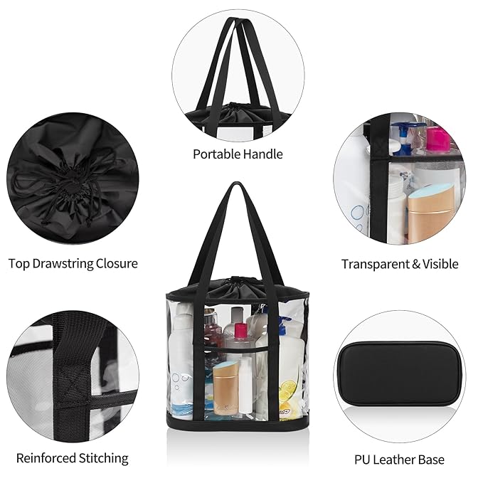 Large Clear Toiletry Bag, Travel Toiletry Bag for Women and Men, Waterproof Clear Tote Bag, Transparent Makeup Bag Organizer Portable Bath Shower Bag for Bathroom, Gym, Beach, Swimming, Traveling