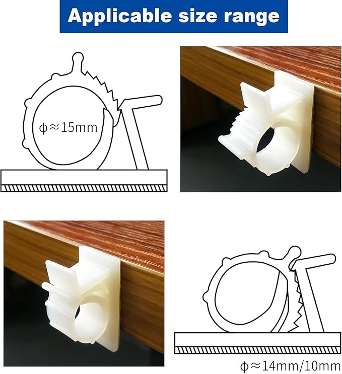 30 Pack Adjustable Cable Clips,Adhesive Nylon Cable Clamps Wire Clips, Desk Wall Cord for Wire and Cable Management