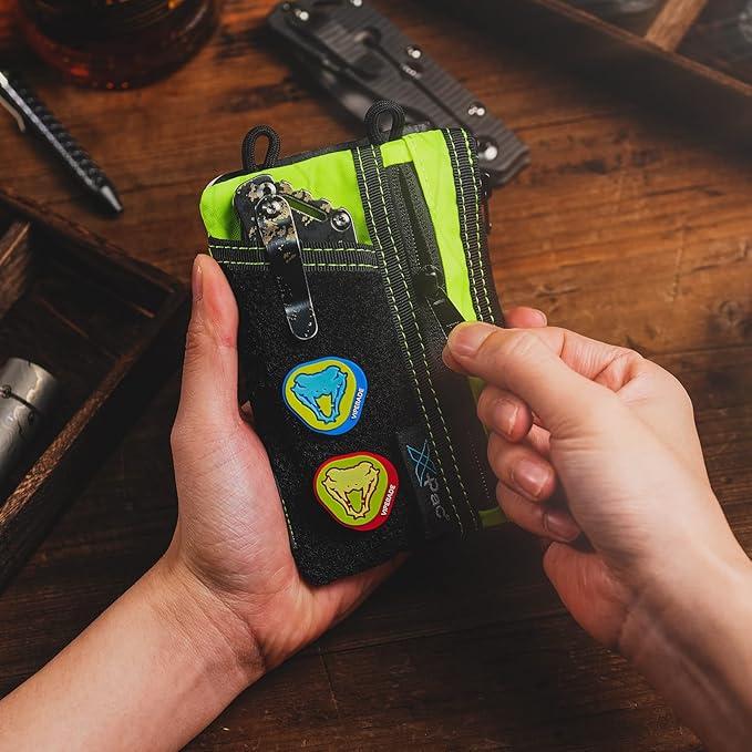 VIPERADE VE18 EDC Pouch, Pocket Organizer for Men, EDC Pocket Organizer, 3 Slots with 2 Zipper Pockets, Multitool Pouch