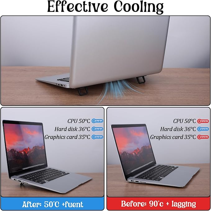 4PCS Portable Keyboard Riser Self Adhesive Laptop Stand Invisible Mini Computer Feet for Desk Computer Keyboard Stand Laptop Holder with Anti Slip Silicone(Black)