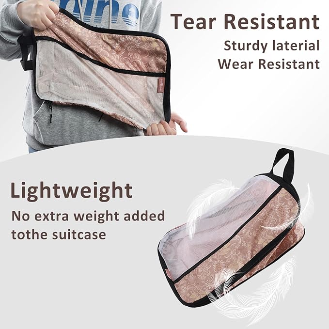 U+U 6 Set Compression Packing Cubes - Ultralight Travel Organizers with Laundry Bag, Space-Saving Suitcase Organizer, Expandable Packing Cubes for Travel and Family Vacation (Paisley Pattern)