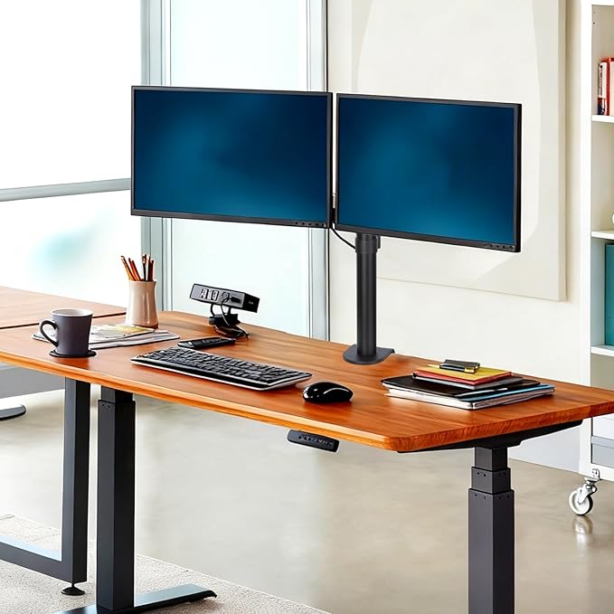 Dual Monitor Mount, Fully Adjustable Dual Monitor Stand for 13"-32" Screens, Holds up to 22lbs per Arm with C-Clamp & Grommet Base