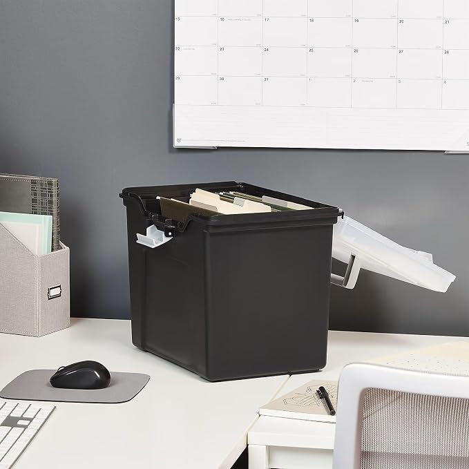 STAPLES File Box File Portable Tote, Letter Size, Black, 2/Pack