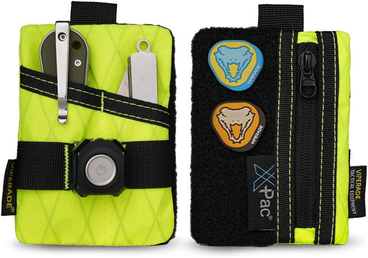 VIPERADE VE15 Small EDC Pouch, Pocket Organizer, EDC Pocket Pouch with DIY Patches Area, EDC Pocket Organizer Wallet for Cards, Small Tool Pouch for EDC Gears